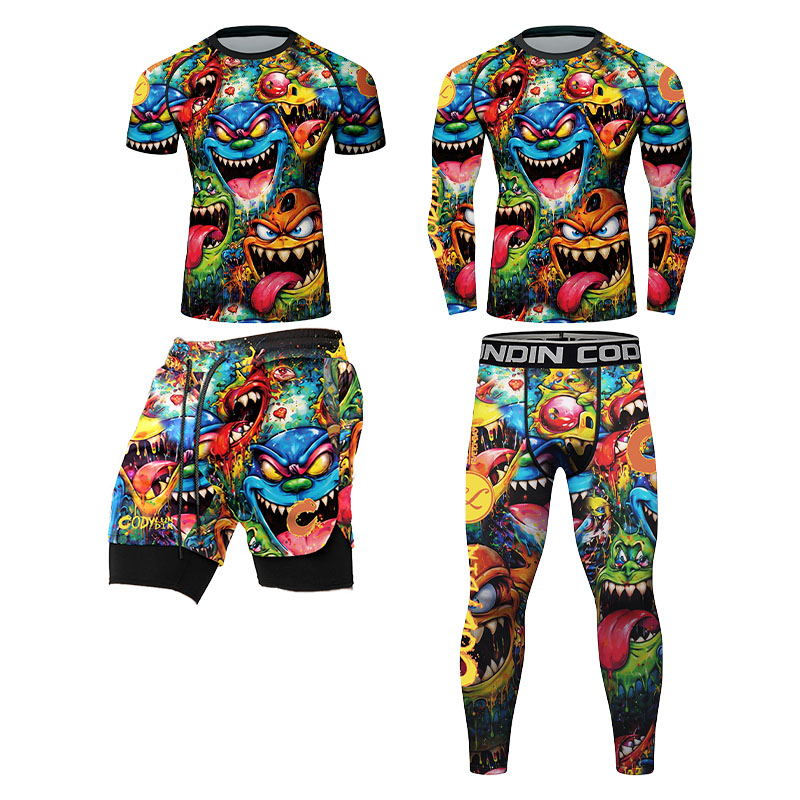 Monstera - Kaos Rashguard Pria dengan Motif Grafiti