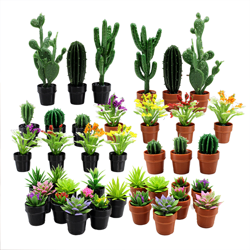 Succulent Set - 8 Buah Tanaman Pot Miniatur Plastik